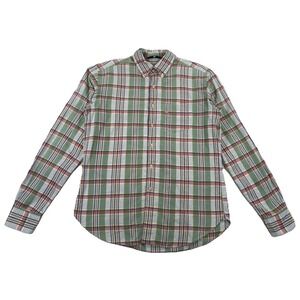 45rpm 45R Button Down Shirt Green Blue Plaid Men's Size 5 (Broken Buttons)